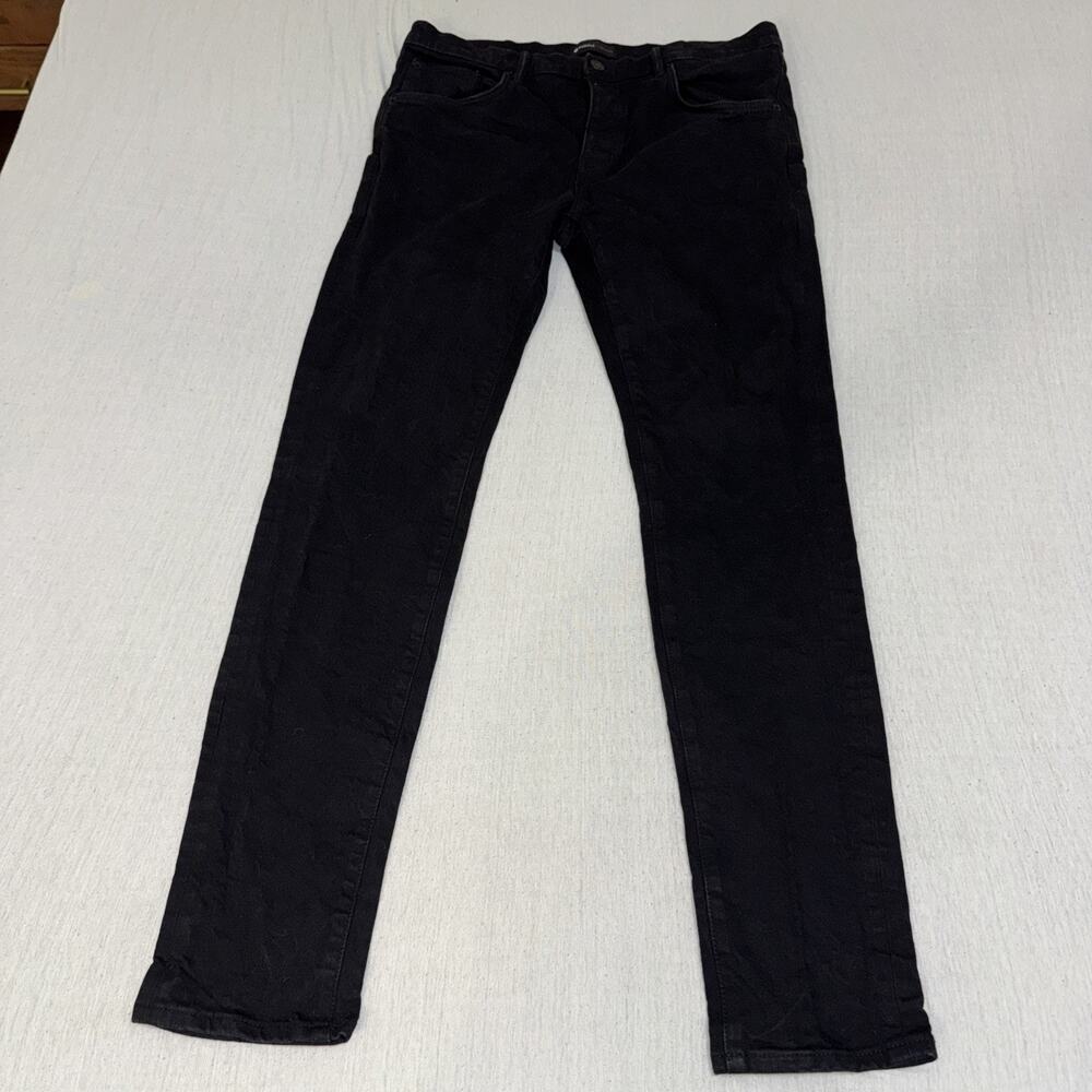 Purple Brand P001 Slim Fit Low Rise Slim Leg Denim Jeans Mens 36x32 Black EUC